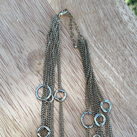Vintage Hammered O Multi Strand Gold Chain Necklace - Picture 5 of 7